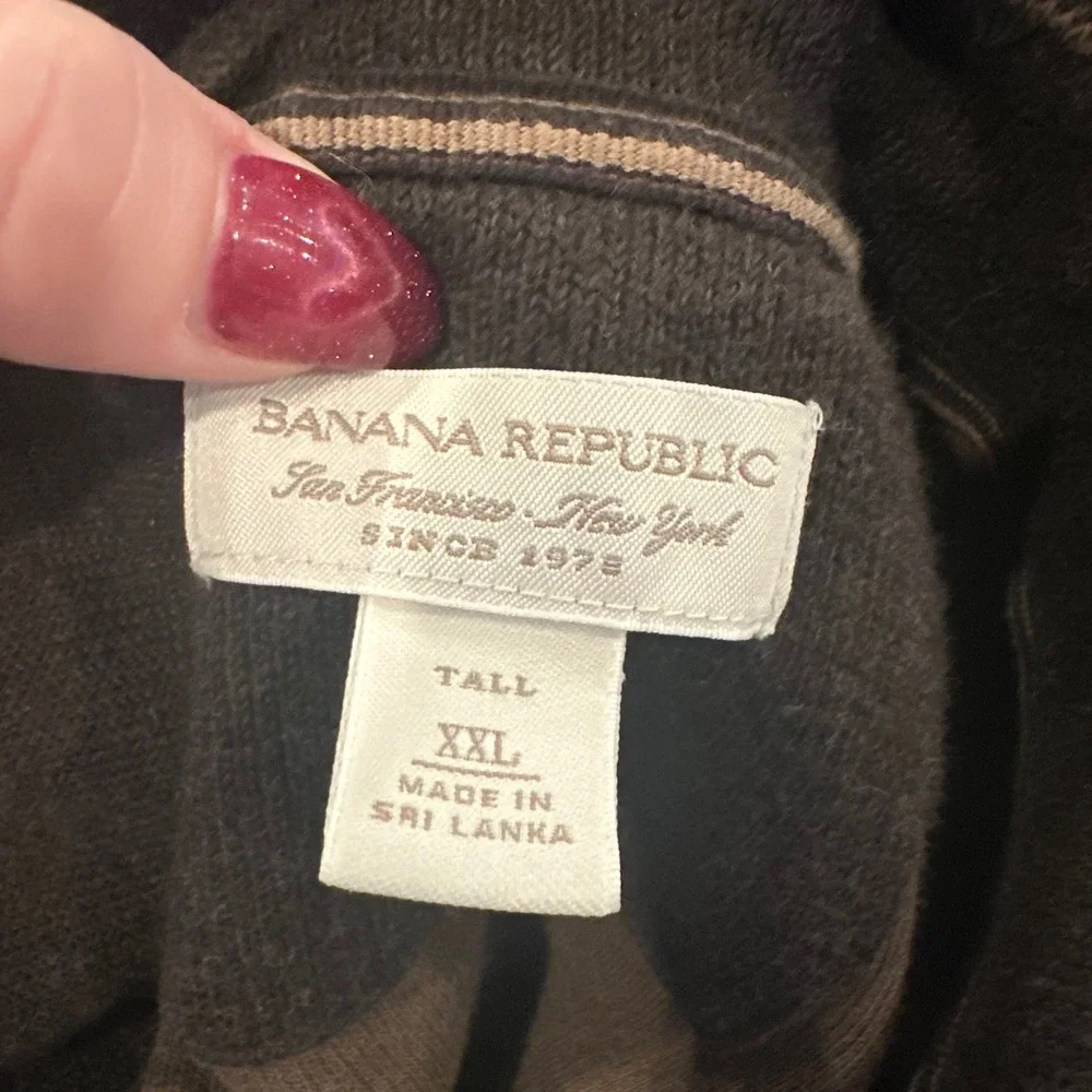 Banana Republic Brown Zip Up sweater Jacket XXL Tall Minimalist Y2K heavy‎